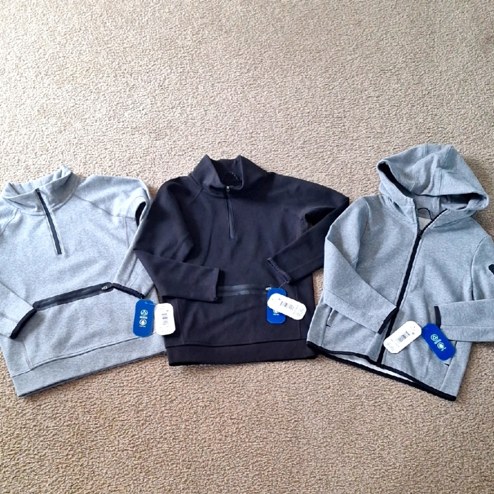 Kids' Gray and Black Zip-Up Tops